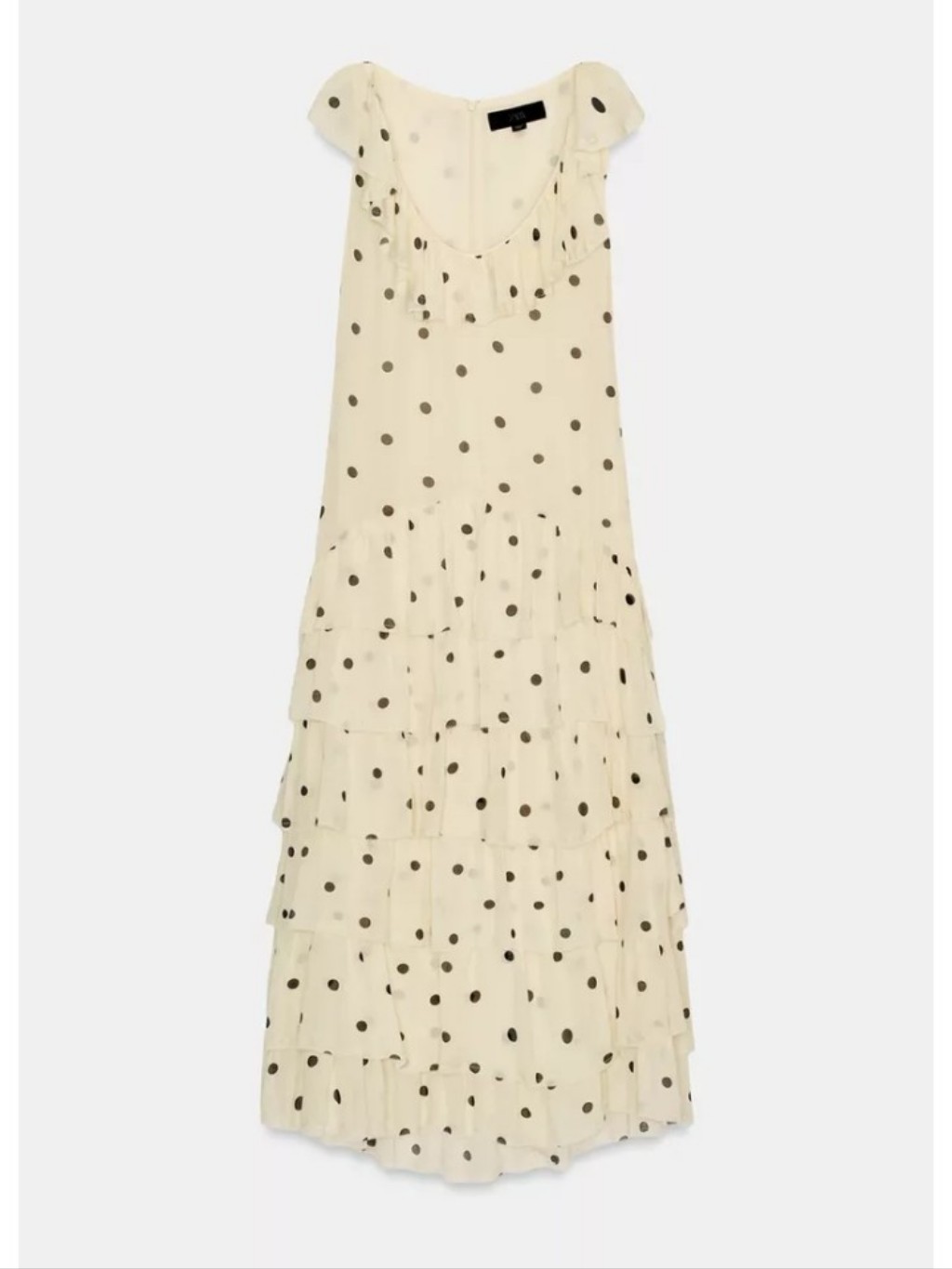 Zara Butter Yellow Polka Dot Tiered Midi Casual Asymmetric Minimalist Dress